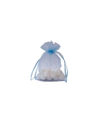 Organza bag with satin ribbon, light blue