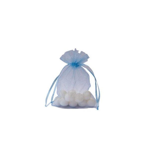 Organza bag with satin ribbon, light blue