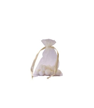 Organza bag with satin ribbon, Ivory