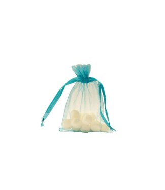 Organza bag with satin ribbon, Turquoise