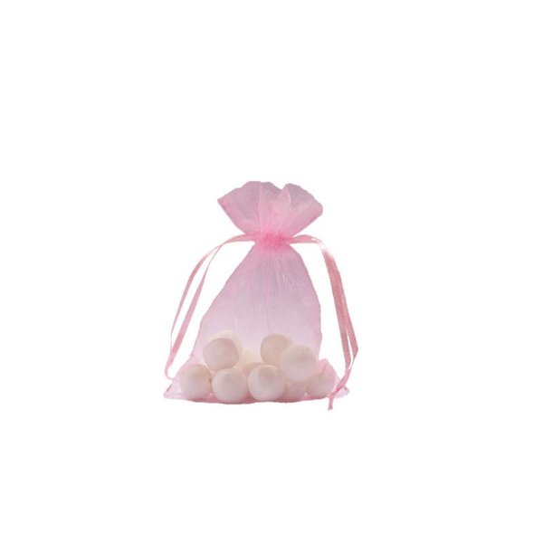Organza bag with satin ribbon, Pink