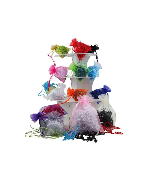 Organza bag with satin ribbon, White, 50 pcs