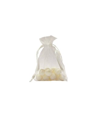Organza bag with satin ribbon, White