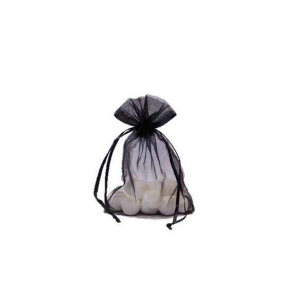 Organza bag with satin ribbon, Black