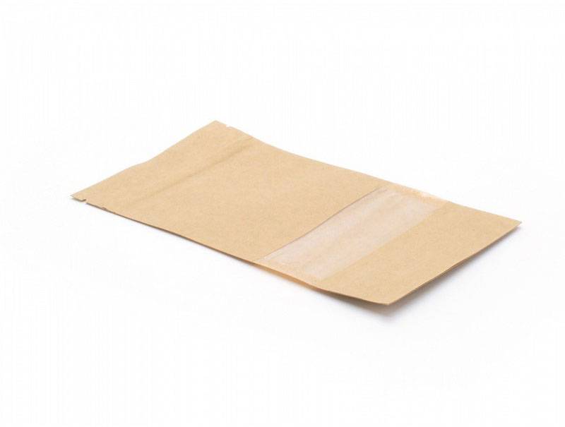 Kraft Kartonnen Wrapper Met Venster Enkele Sandwich 125x38x125mm  500 Stuks 18035