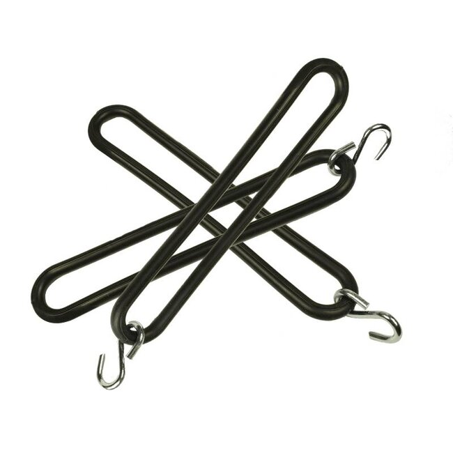 Tir-rubber, 8mm, 40cm, met 1 aangeknepen S-haak