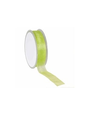  Organza ribbon, Woven Edge, 25mmx25mtr, Apple green