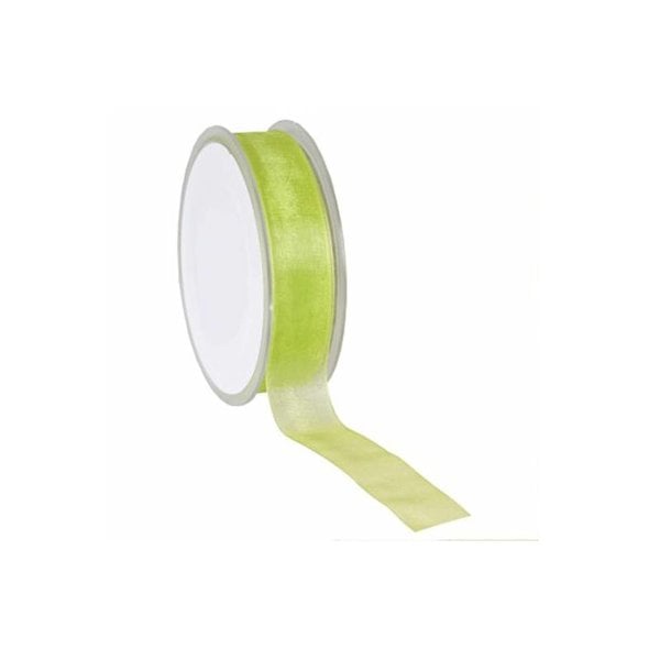 Organza ribbon, Woven Edge, 25mmx25mtr, Apple green