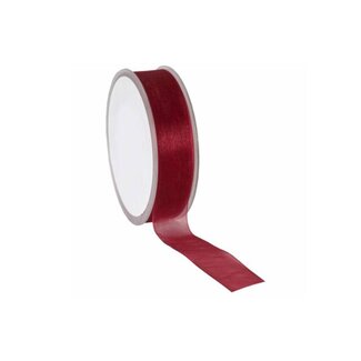 Organza ribbon, Woven Edge, 25mmx50mtr, Burgundy