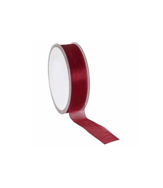 Organza ribbon, Woven Edge, 25mmx50mtr, Burgundy