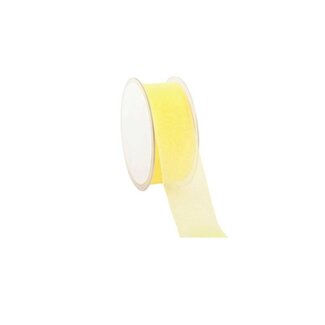 Organza ribbon, Woven Edge, 25mmx25mtr, Light yellow