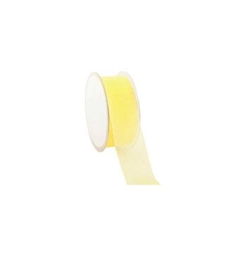 Organza lint, Woven Edge, 25mmx25mtr, Licht geel