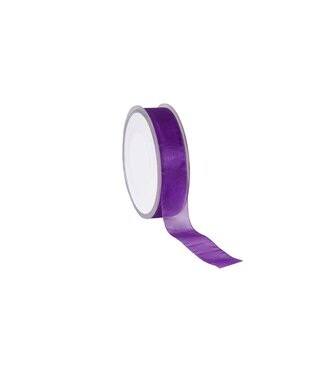 Organza lint, Woven Edge, 25mmx50mtr, Paars