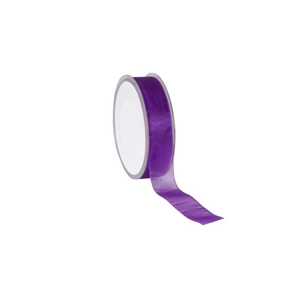 Organza ribbon, Woven Edge, 25mmx50mtr, Purple