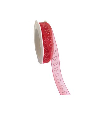 Organza lint met glitter hartjes