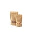 Stand-up pouch Kraft, with window, grip-closure and tear-off edge.