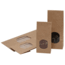 Blokbodemzakken, 105+65x298 mm, bruin kraft met venster, sealbaar