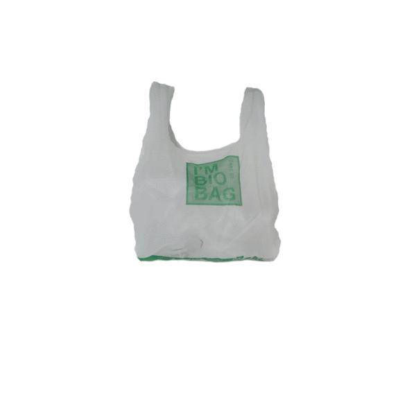 Bio shirt bag, compostable, 30x15x55cm, starch blend, transparent / green