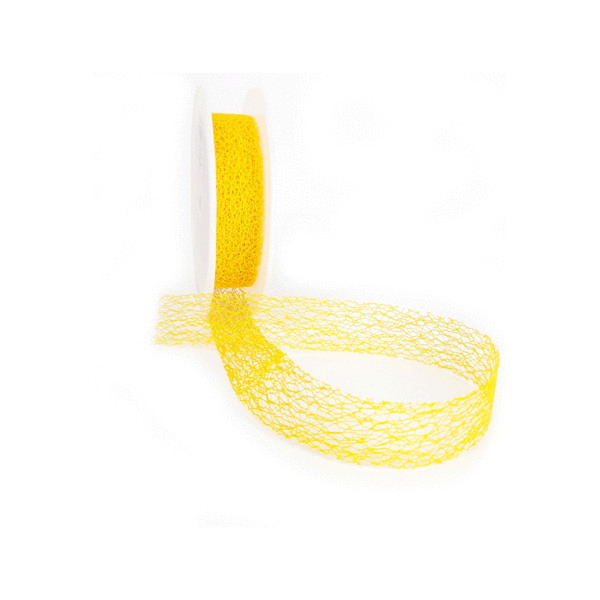 Yarn Fabric ribbon, crispy ribbon, 30mm x 25m , yellow