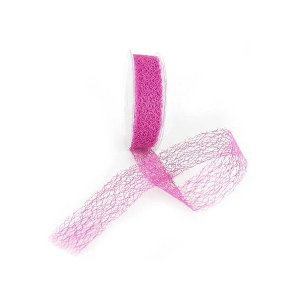 Yarn Fabric ribbon, crispy ribbon, 30mm x 25m , fuchsia