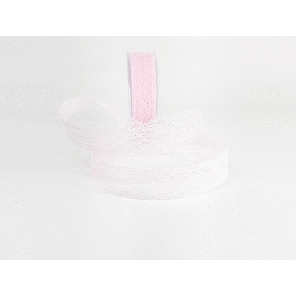 Yarn Fabric ribbon, crispy ribbon, 30mm x 25m , pink