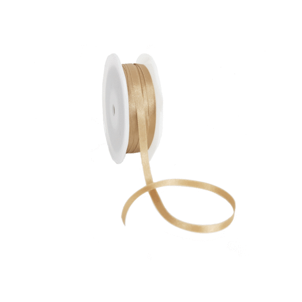 Double Face Satin ribbon, 6,5mm, Light Brown