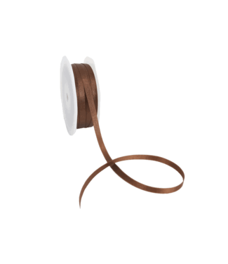 Double Face Satin ribbon, 6,5mm, Brown