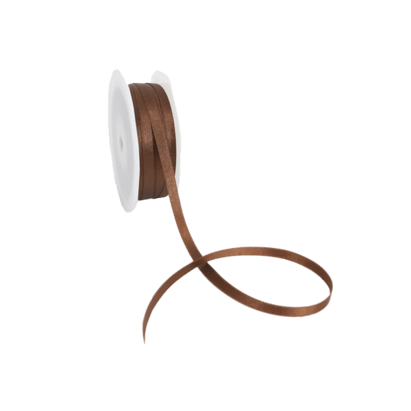 Double Face Satin ribbon, 6,5mm, Brown