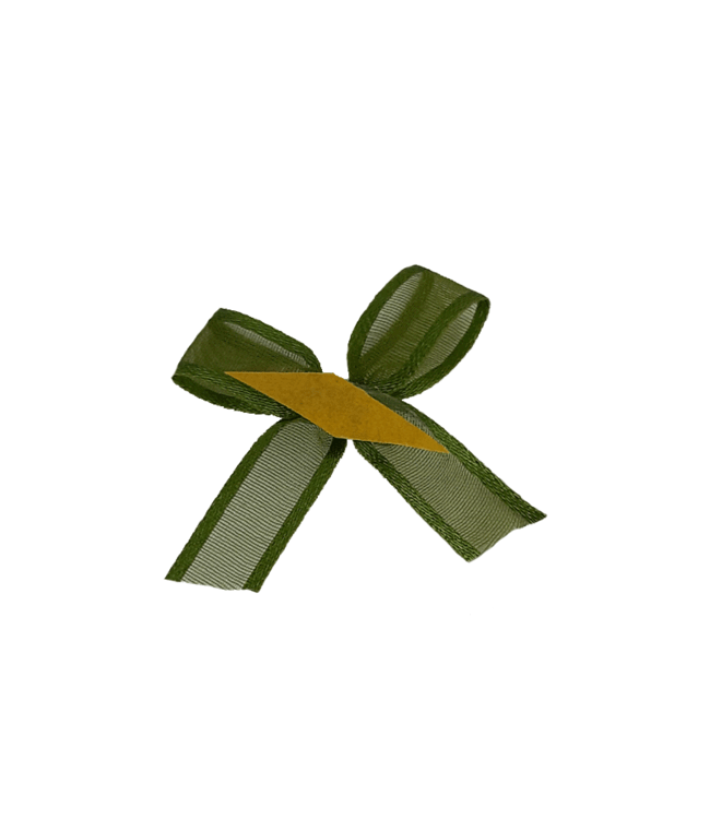 Organza bow with adhesive tape, Moss green, 9mm