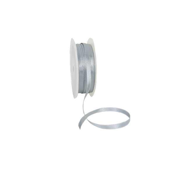Double Face Satin ribbon, 6,5mm, Silver