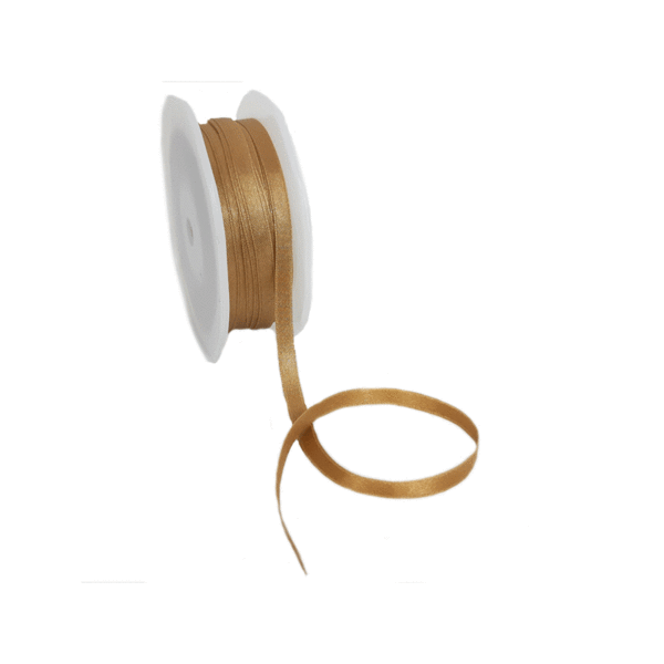 Double Face Satin ribbon, 6,5mm, Classic gold