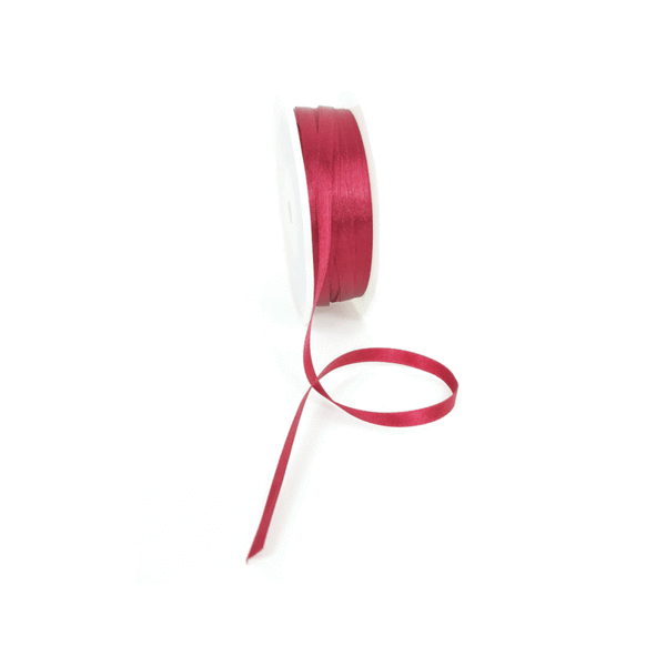 Double Face Satin ribbon, 6,5mm, Wine red