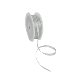 Double Face Satin ribbon, 6,5mm, Pastel grey