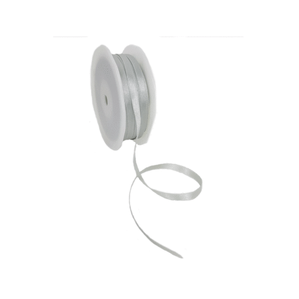 Double Face Satin ribbon, 6,5mm, Pastel grey