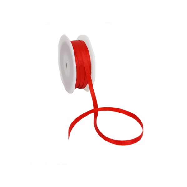 Double Face Satin ribbon, 6,5mm, Red