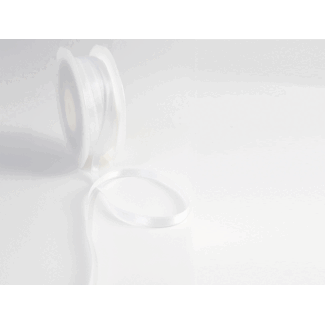 Double Face Satin ribbon, 6,5mm, White