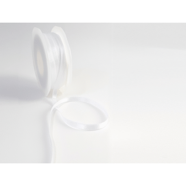 Double Face Satin ribbon, 6,5mm, White