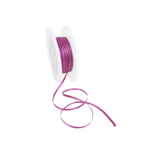Double Face Satin ribbon, 3,5mm,  Eggplant