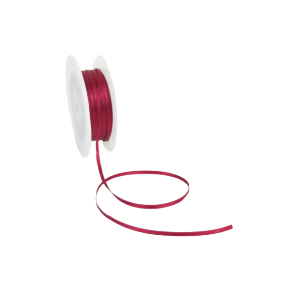 Double Face Satin ribbon, 3,5mm,  Wine red