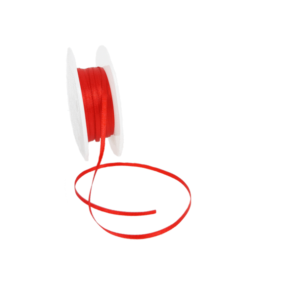 Double Face Satin ribbon, 3,5mm, Red