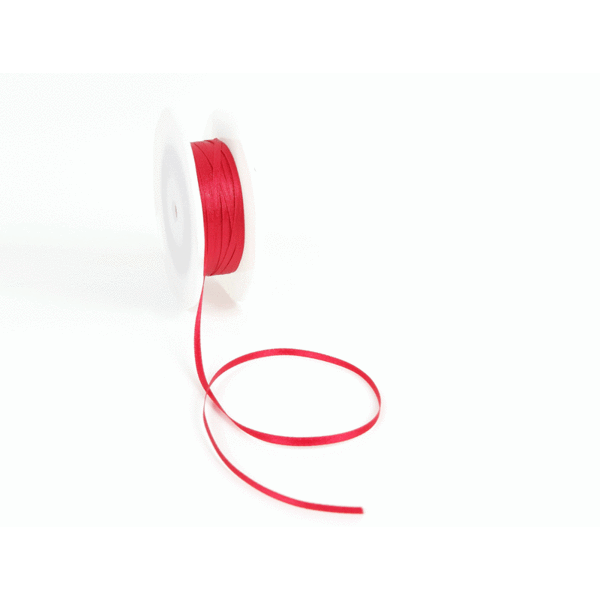 Double Face Satin ribbon, 3,5mm, Cherry