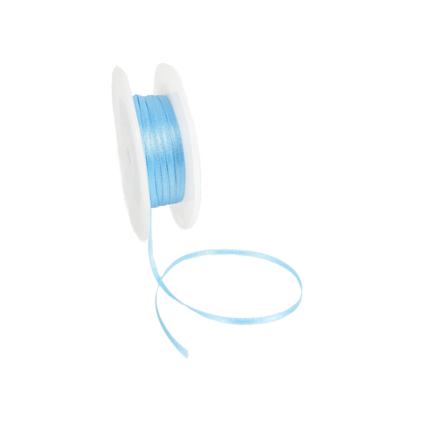 Double Face Satin ribbon, 3,5mm,  Sky blue