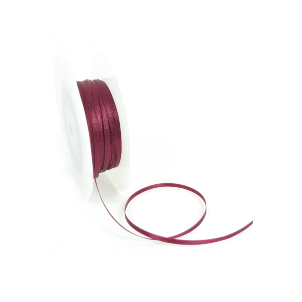 Double Face Satin ribbon, 3,5mm, Bordeaux