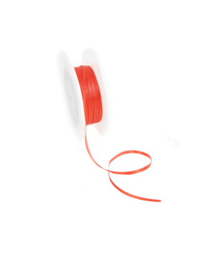 Double Face Satijnlint, 3,5mm, Koraal rood