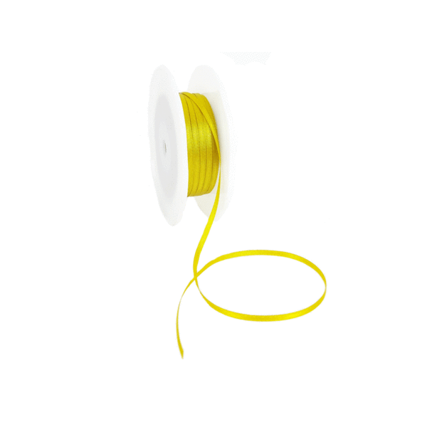 Double Face Satin ribbon, 3,5mm, Mustard yellow