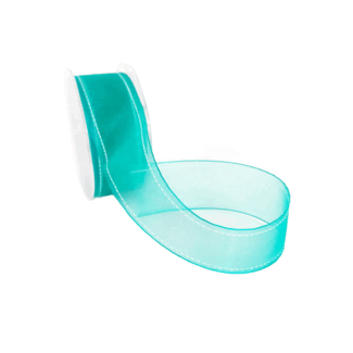 Wired organza All day, 38 mm, Turquoise