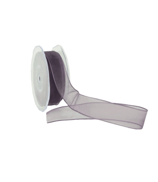 Organza ribbon, Wired Edge,  23mmx20mtr, Aubergine