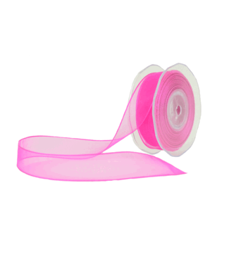 Organza ribbon, Wired Edge,  23mmx20mtr,  Beauty Pink