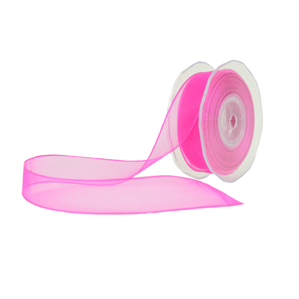 Organza ribbon, Wired Edge,  23mmx20mtr,  Beauty Pink