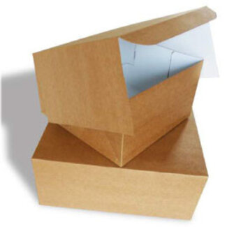 Cake box, 27x27x10 cm, Duplex, environmental kraft, leftover